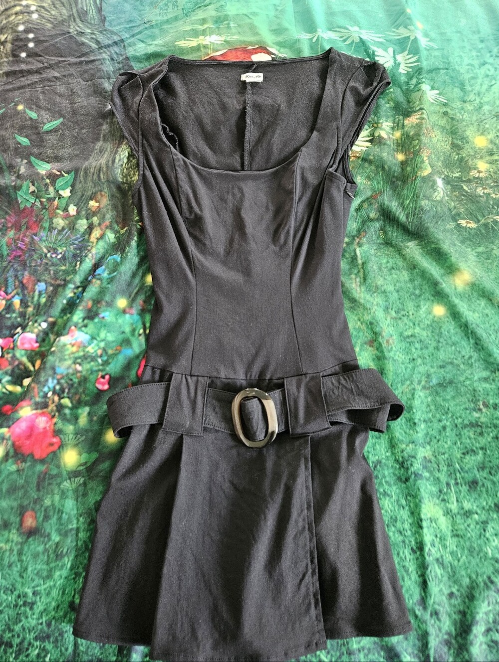 Kimchi Blue Black Mini Dress with Belt - Picture 2 of 4